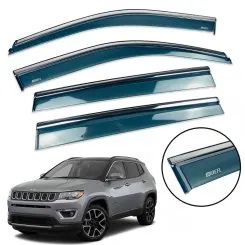 Дефлектори вікон (вітровики) для Jeep Compass MP 2017+ з нерж. хром полоскою накладні