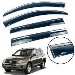 Дефлектори вікон (вітровики) для Toyota RAV-4 2006-2013 Long з нерж. хром полоскою накладні