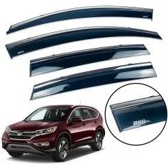 Дефлектори вікон (вітровики) для Honda CR-V RM 2012-2017 з нерж. хром полоскою накладні
