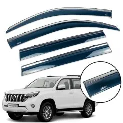 Дефлектори вікон (вітровики) для Toyota LC 150 Prado /GX 460 2010+ з нерж. хром полоскою накладні