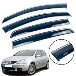 Дефлектори вікон (вітровики) для Volkswagen Golf-5 2004-2008 HB з нерж. хром полоскою накладні
