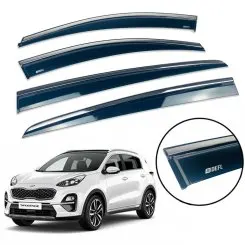 Дефлектори вікон (вітровики) для Kia Sportage IV QL 2015-2021 з нерж. хром полоскою накладні