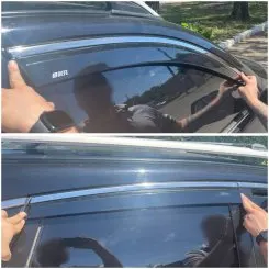 Дефлектори вікон (вітровики) для Honda CR-V RE 2007-2012 з нерж. хром полоскою накладні
