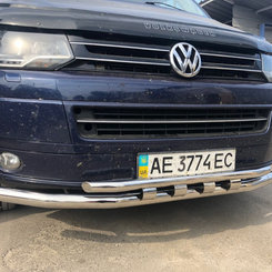 Защита переднего бампера сдвойная с грилем для VW Т5