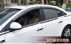 Дефлектори вікон вітровики з хром окантовкою (нерж.) для Chevrolet Cruze седан 2009+