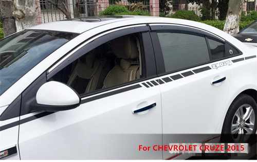 Дефлектори вікон вітровики з хром окантовкою (нерж.) для Chevrolet Cruze седан 2009+