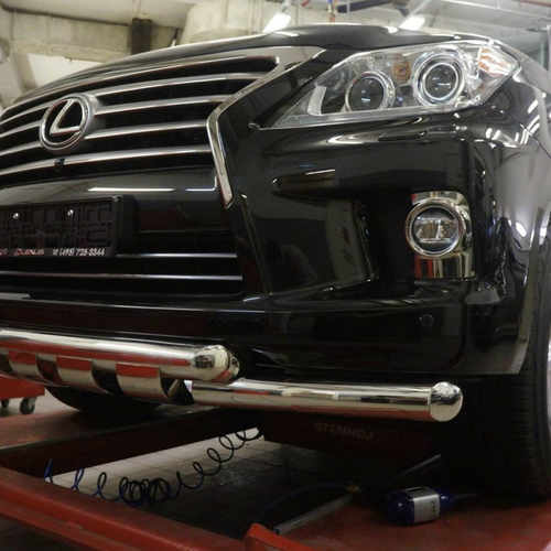 Захист переднього бампера Lexus LX570 (подвійний Shark) d 60/60