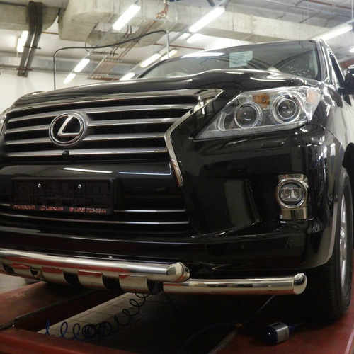 Захист переднього бампера Lexus LX570 (подвійний Shark) d 60/60