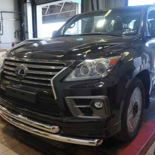 Захист переднього бампера Lexus LX570 Sport (подвійний) d 70/60