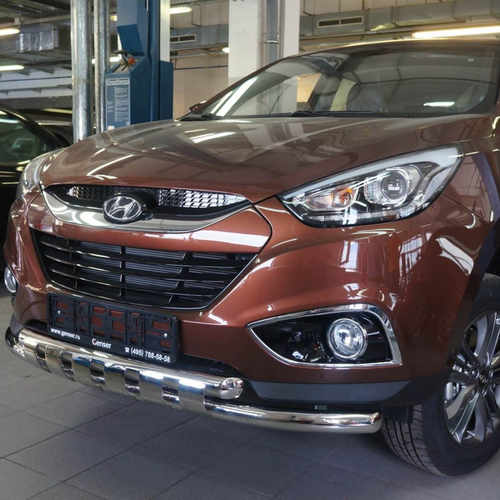 Захист переднього бампера Hyundai IX-35 (2009-) (подвійний Shark) d60/60