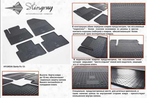 Автомобільні килимки в салон Stringray для Hyundai Santa Fe 13+ (2 шт)