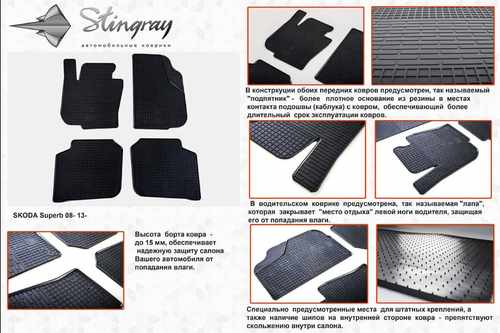 Автомобільні килимки в салон Stringray для Skoda Superb 08+ (2 шт)