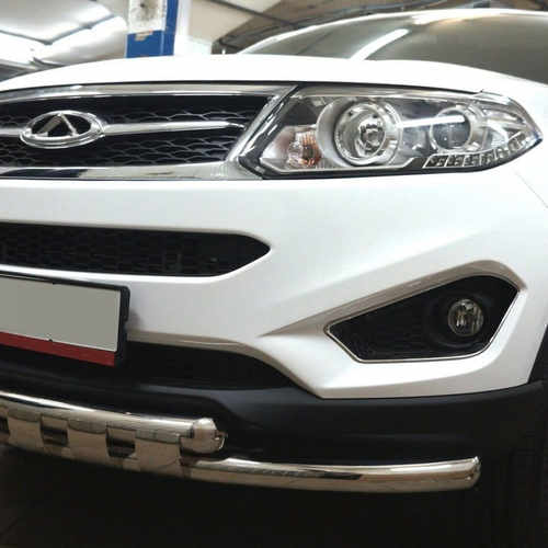 Захист переднього бампера Chery Tiggo 5 2015+ (подвійний Shark) d60/60