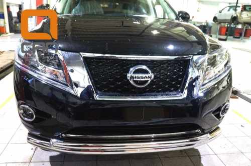 Захист переднього бампера Nissan Pathfinder (2014-) (подвійний) d 60/60