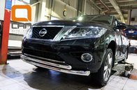 Захист переднього бампера Nissan Pathfinder (2014-) (подвійний) d 60/60