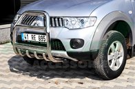 Кенгурятник високий з двома перемичками і грилем для Mitsubishi L-200 2010+
