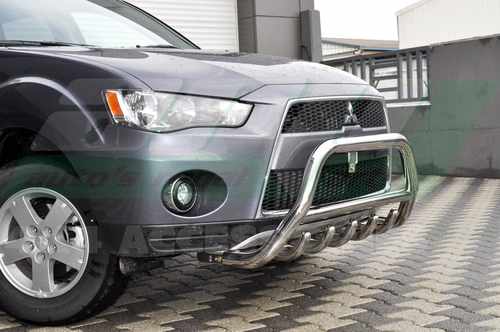 Кенгурятник з перемичкою і грилем D60 для Mitsubishi Outlander 2010-2012