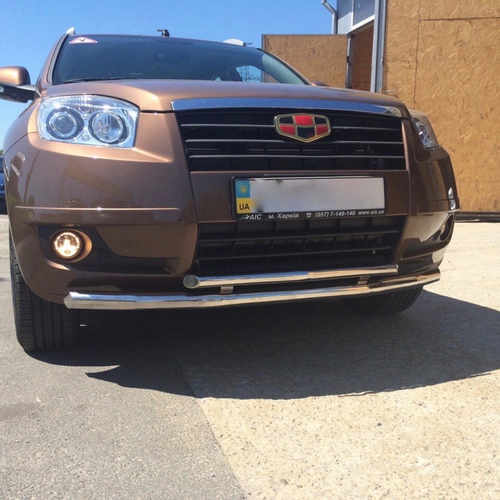 Захист переднього бампера (чорний метал) подвійний Geely Emgrand X7