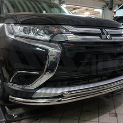 Захист переднього бампера Mitsubishi Outlander 2015+ (подвійне) d 60/42