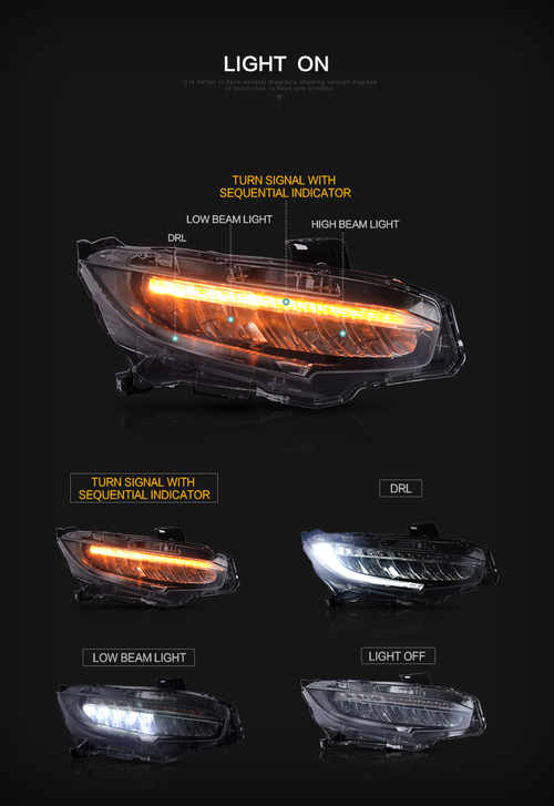 Передні LED фари Honda Civic 10 2016+