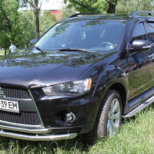 Захист передній подвійний (чорний метал) для Mitsubishi Outlander XL 2010-2012