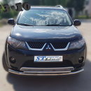Захист переднього бампера подвійний для Mitsubishi Outlander XL 2006-2010
