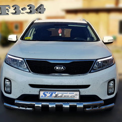 Передняя защита двойная с грилем для Kia Sorento 2012-2015