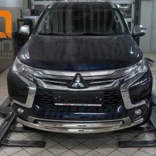 Захист переднього бампера Mitsubishi Pajero Sport (2016-) (подвійний)