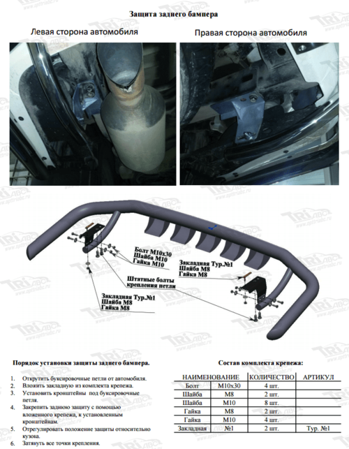 Захист заднього бампера Toyota Land Cruiser 200 (Shark широка) d76/42