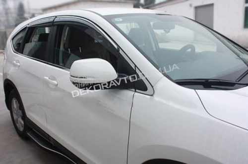Дефлектори вікон вітровики з хром вставкою (нерж.) для Honda CRV 2012-2016