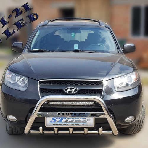 Кенгурятник з написом і грилем D60 для Hyundai Santa Fe 2006-2010 (WT004)