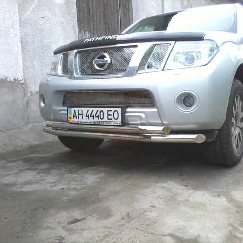 Захист передній подвійний (чорний метал) для Nissan Pathfinder/Navara 2005+