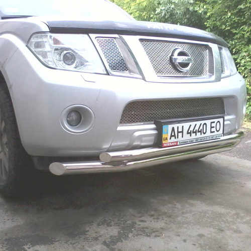 Захист передній подвійний (чорний метал) для Nissan Pathfinder/Navara 2005+