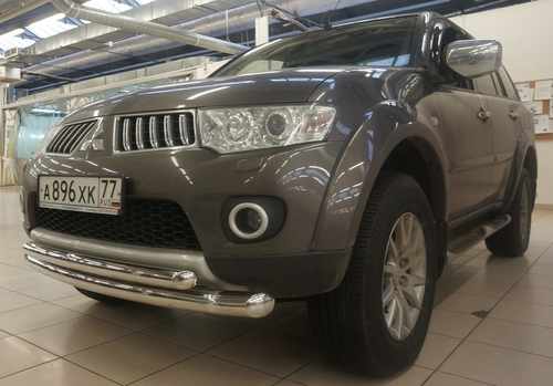 Захист переднього бампера Mitsubishi Pajero Sport 2008-2016 і l200 2009-2016 (подвійний) d 70/60