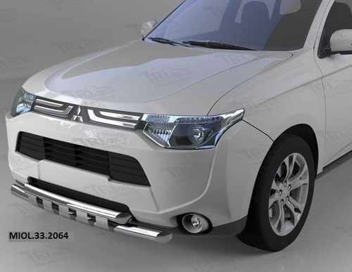 Захист переднього бампера подвійний з зубцями для Mitsubishi Outlander 2012-2015