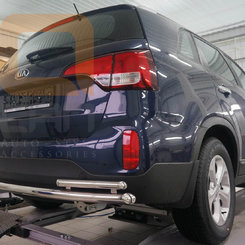 Захист задня труба з куточками Can oto для Kia Sorento 2013-2015