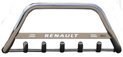 Кенгурятник з написом і грилем D60 для Renault Logan 2006-2012 (WT004)