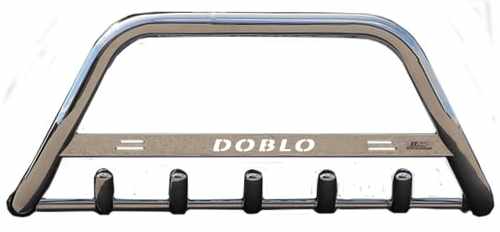 Кенгурятник з написом і грилем D60 для Fiat Doblo 2010+ (WT004)