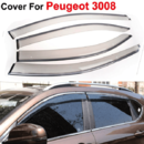 Дефлектори вікон вітровики з хром окантовкою (нерж.) для Peugeot 3008 2008+