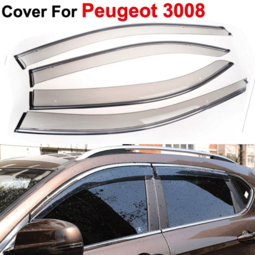 Дефлектори вікон вітровики з хром окантовкою (нерж.) для Peugeot 3008 2008+