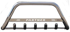 Кенгурятник з написом і грилем D60 для Peugeot Partner (Tepee) 2008+ (WT004)