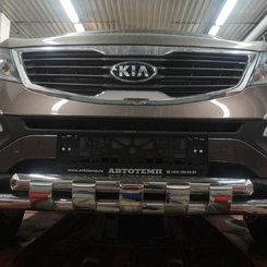 Захист переднього бампера KIA Sportage 2010+ (подвійний Shark) 60/60
