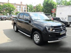 Захист переднього бампера труба подвійна(чорний метал) для Амарок