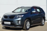 Захист передній подвійний (чорний метал) Kia Sorento 2013+
