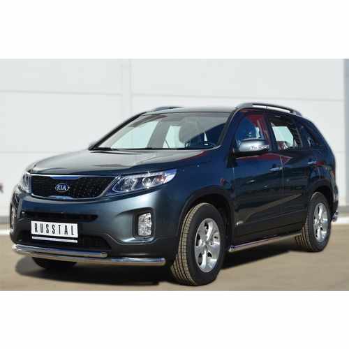 Захист передній подвійний (чорний метал) Kia Sorento 2013+