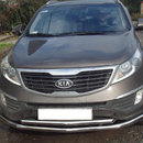 Захист переднього бампера подвійний (чорний метал) для Спортаж 2010-2015