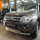 Захист переднього бампера подвійний d 60/60 Mitsubishi Pajero IV 2011+