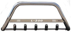 Кенгурятник с надписью и грилем D60 для Mitsubishi L-200 2006-2010 (WT004)