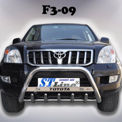 Кенгурятник з надписом і грилем D60 для Toyota Prado 120 (WT004)