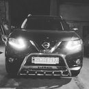 Кенгурятник з написом і грилем для Nissan X-Trail 2014-2017 труба 60мм